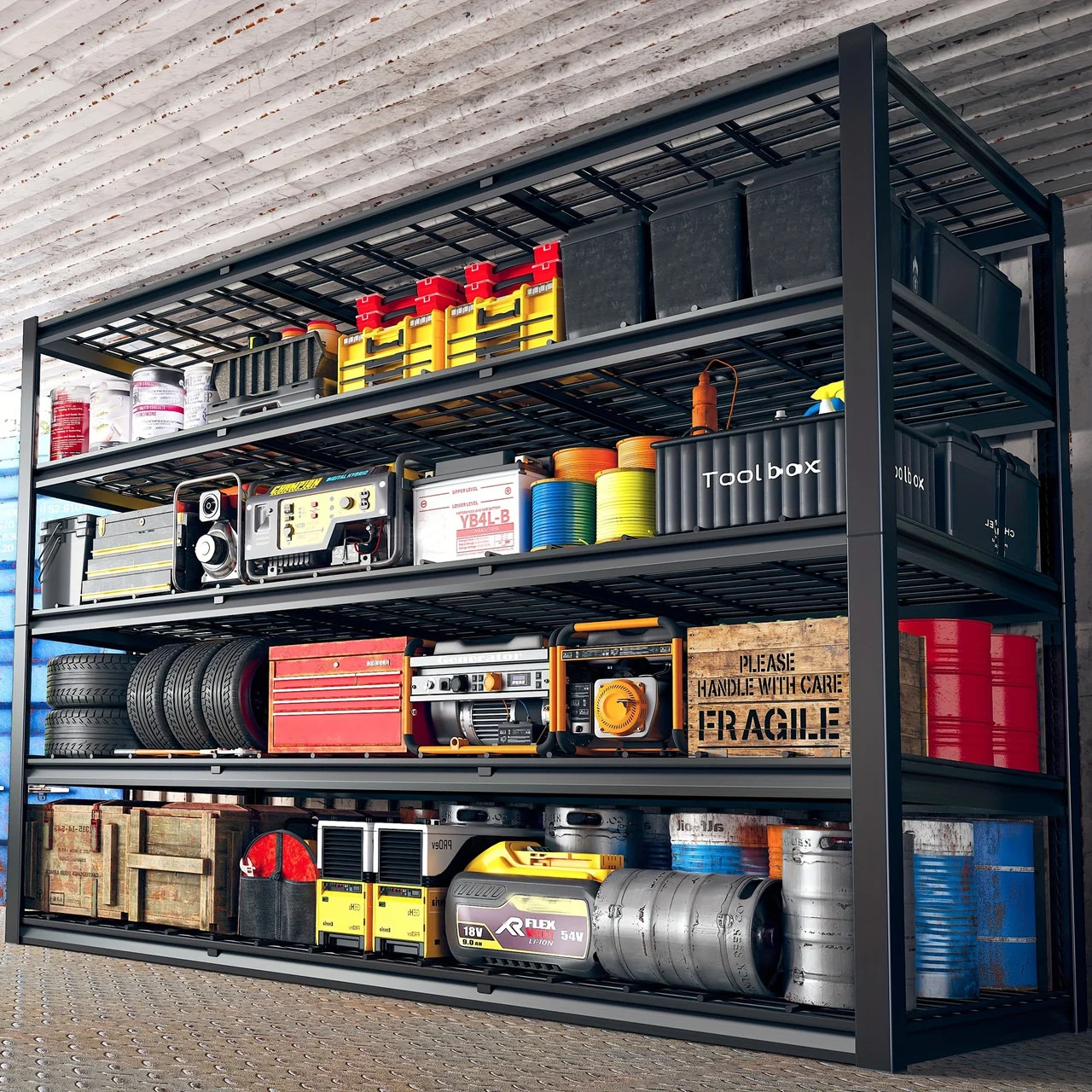 60" W Garage Shelving Heavy Duty Storage Shelves 3000LBS Adjustable 5 Tier Metal Shelving Unit For Storage Rack Garage Storage Shelves Industrial Shelf Utility Rack, 60" W X 24" D X 72" H For Store Display
