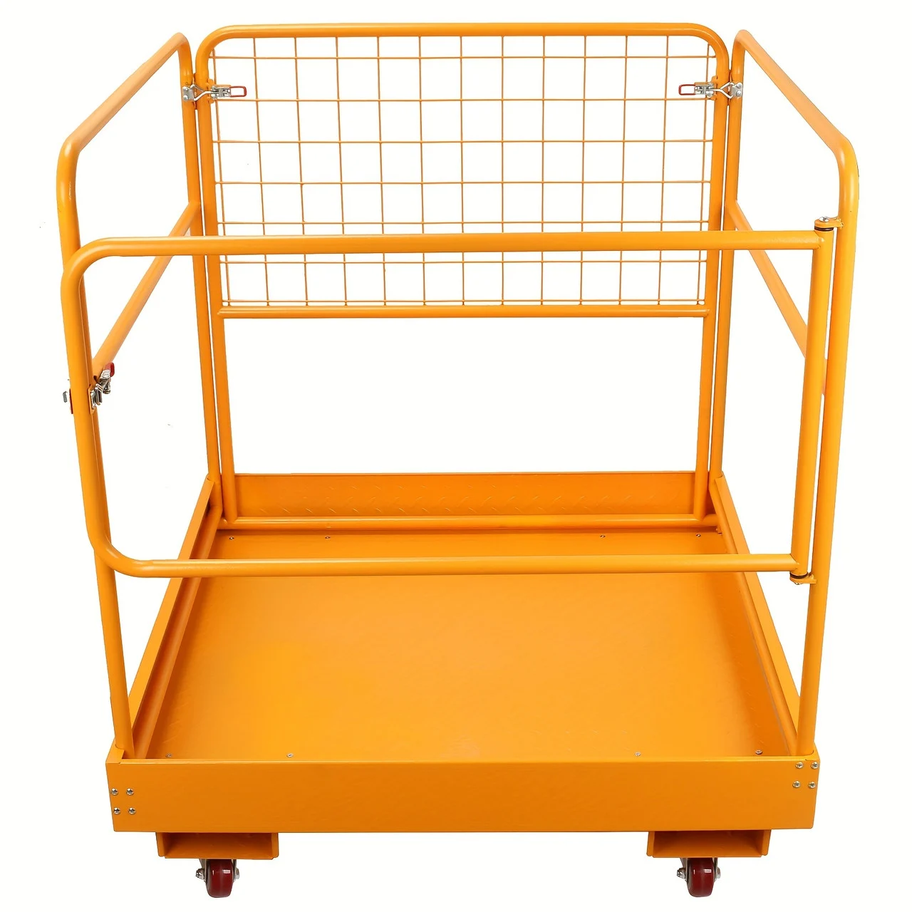 36"x36" Heavy-Duty Foldable Forklift Safety Cage with Non-Slip Surface, 1150LBS Capacity, 4 Wheels - Ideal for Outdoor, Construction, and Firefighting Use, Construction Equipment | Foldable Design | Robust Mesh Sides