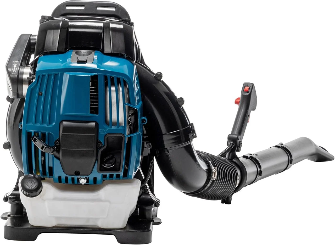 4-Cycle 75.6CC Gas Powered Backpack Leaf Blower Grass Blower Engine for Lawn Garden Yard Blowing Leaves, Debris, Dust, Sand, Gravel, Snow (192MPH, 894CFM, Blue)