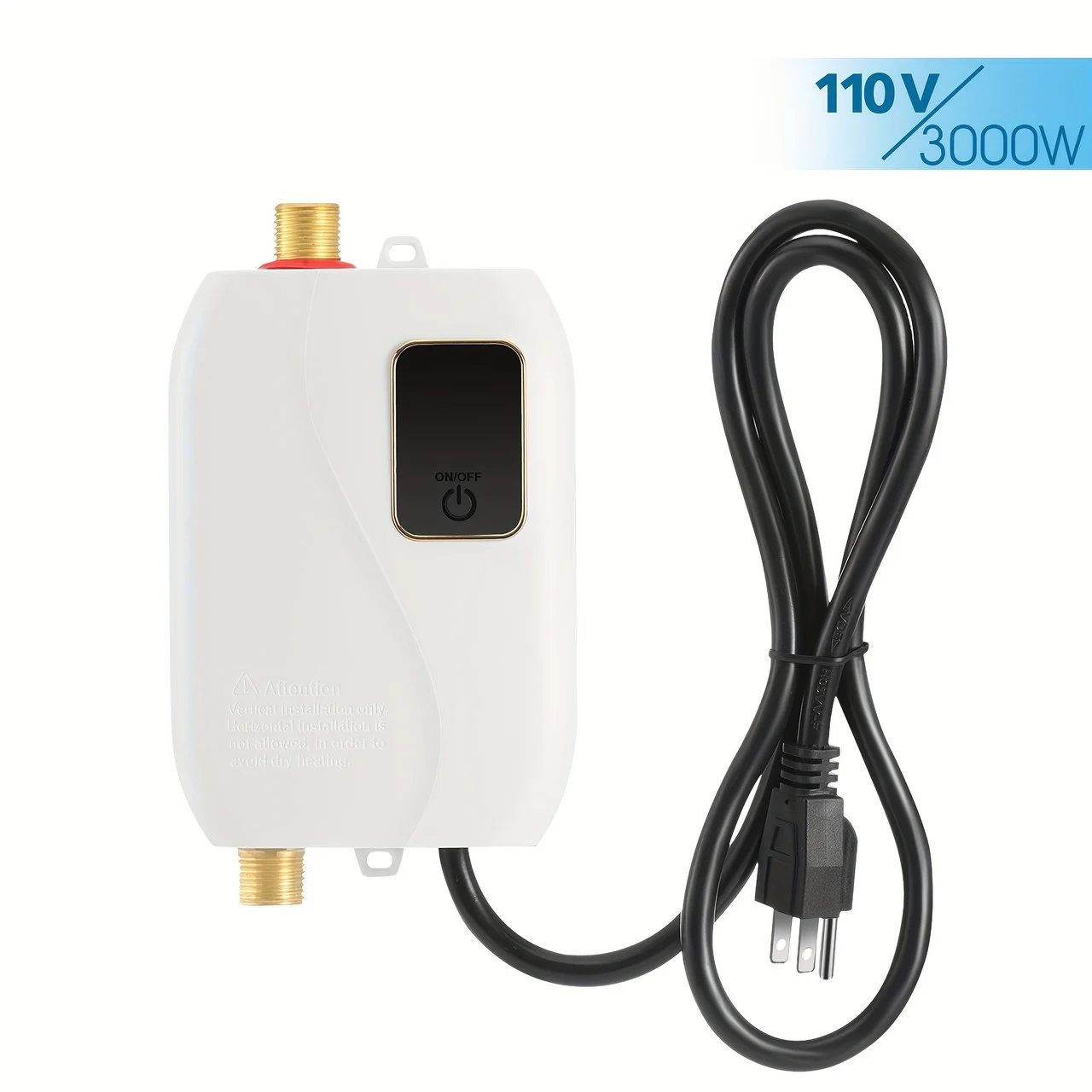 3000W Tankless Hot Water Heater with LED Display, Instant Heating, Easy Installation for Kitchen & Bathroom, Durable Stainless Steel, Adjustable Temperature Control, Heaters for Indoor Use