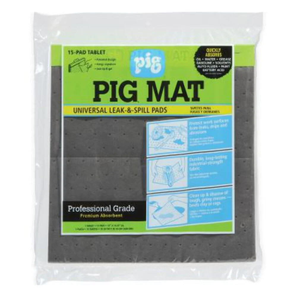 Pig Universal Light-Weight Absorbent Mat Tablet, 19 x 15 in. - 15 Per Tablet