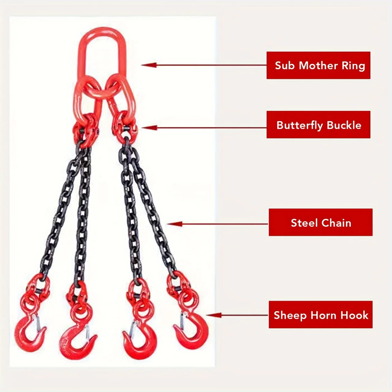 Chain Sling 59.06inch 4 Leg Steel Chain Lifting Sling For Factory Building Site Mining Harbor Construction 3T Chain Sling4 Leg Chain Sling4 Way Chain Sling Lifting ChainChain Lifting SlingEngine Lift Chain