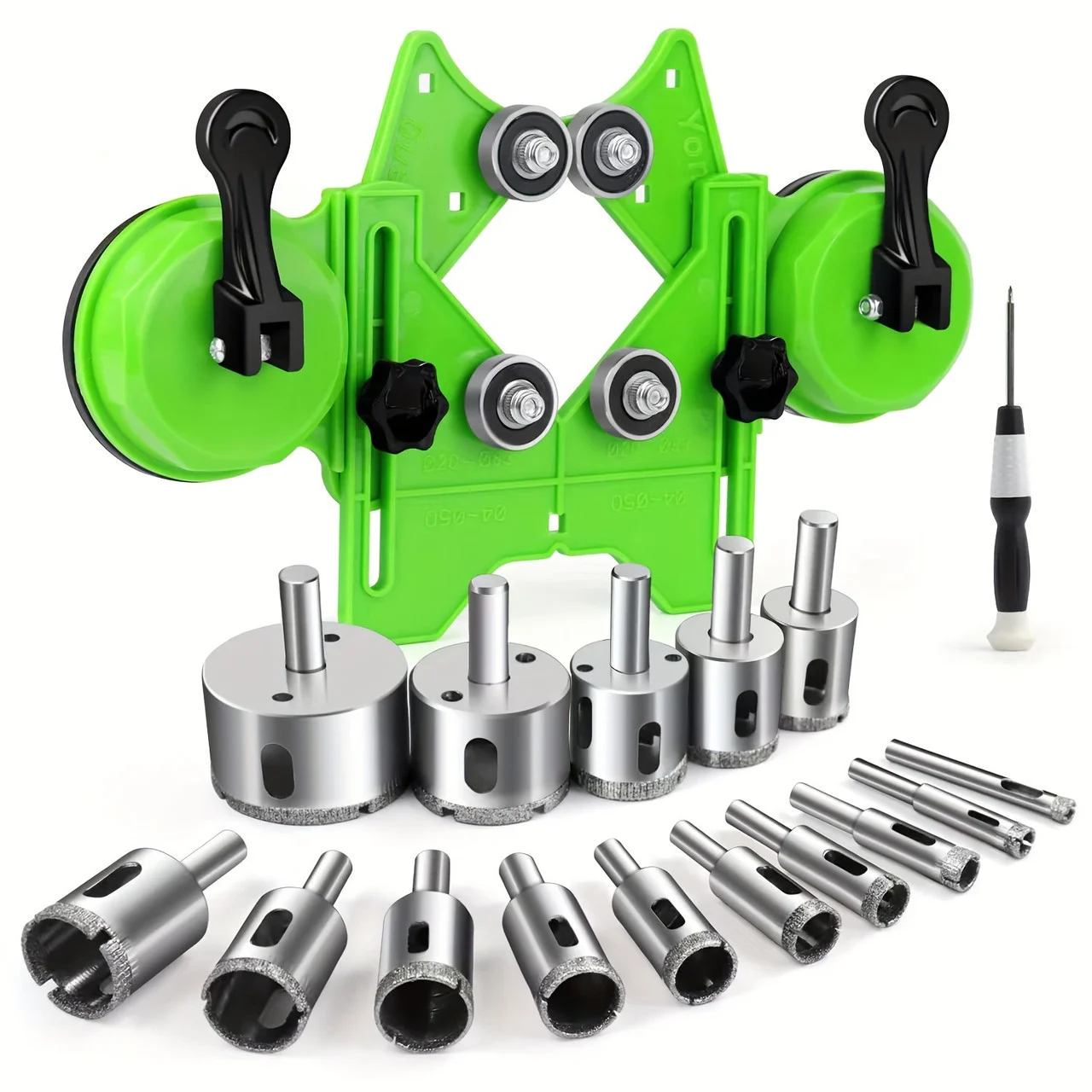 Hole Saw Kit 17pcs Drill Bits Sets With Double Suction Cups Guide Jig Fixture From 4mm-83mm Hollow Drill Set For Ceramic, Glass, Tile, Porcelain, Marble, Granite