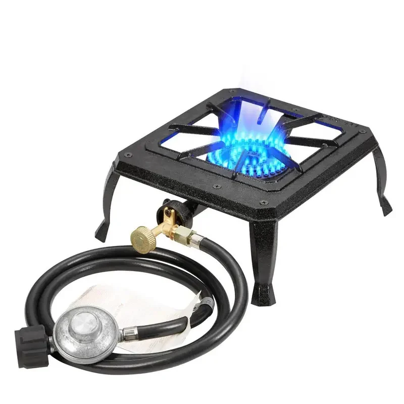 Double Burner Cast Iron Flame Camping Stove HT-C-0011, Include CSA Listed Regulator And Gas Hose