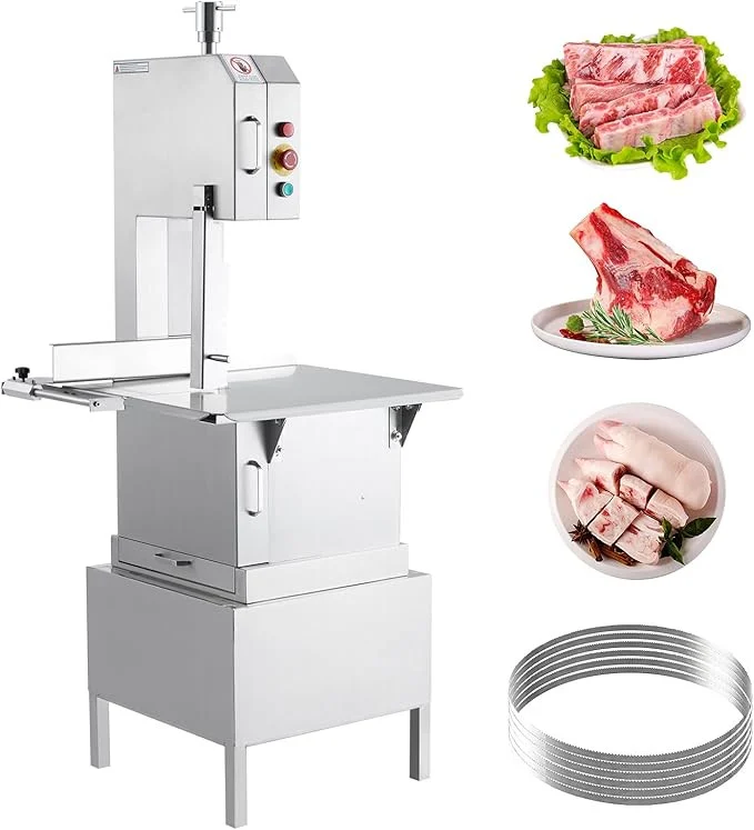 2200w Electric Bone Saw, Commercial Meat Bandsaw, 20.5" x 24.4" Stainless Steel Workbench Bone Cutter Machine, 8.7 In Max Cutting Thickness, Sawing Speed 15m/s Frozen Meat Cutter