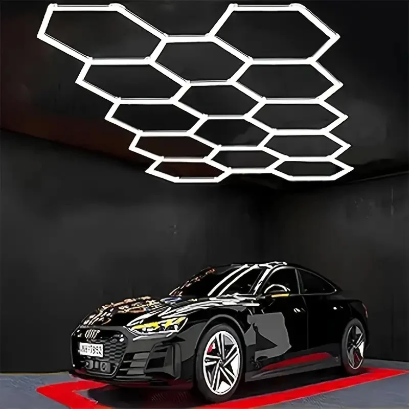 14pc Without Borders Garage Light Hexagon Light Lamp, LED Tube Honeycomb Ceiling Lighting For Auto Shops