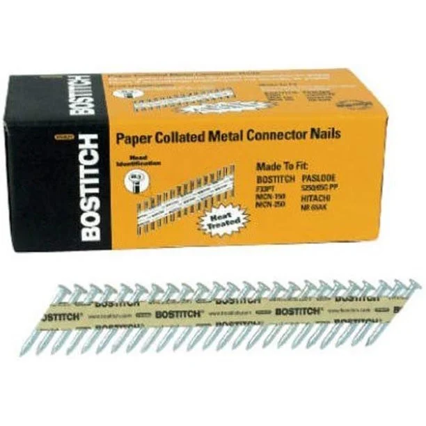 BOSTITCH 1 1/2-Inch x .131 Paper Tape Collated Galvanized Metal Connector Nails (4 Pcs)