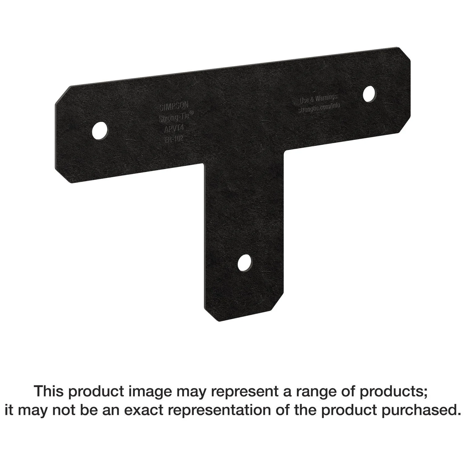 Simpson Strong-Tie APVT4 Outdoor Accents Avant Collection ZMAX, Black Powder-Coated T Strap for 4x4
