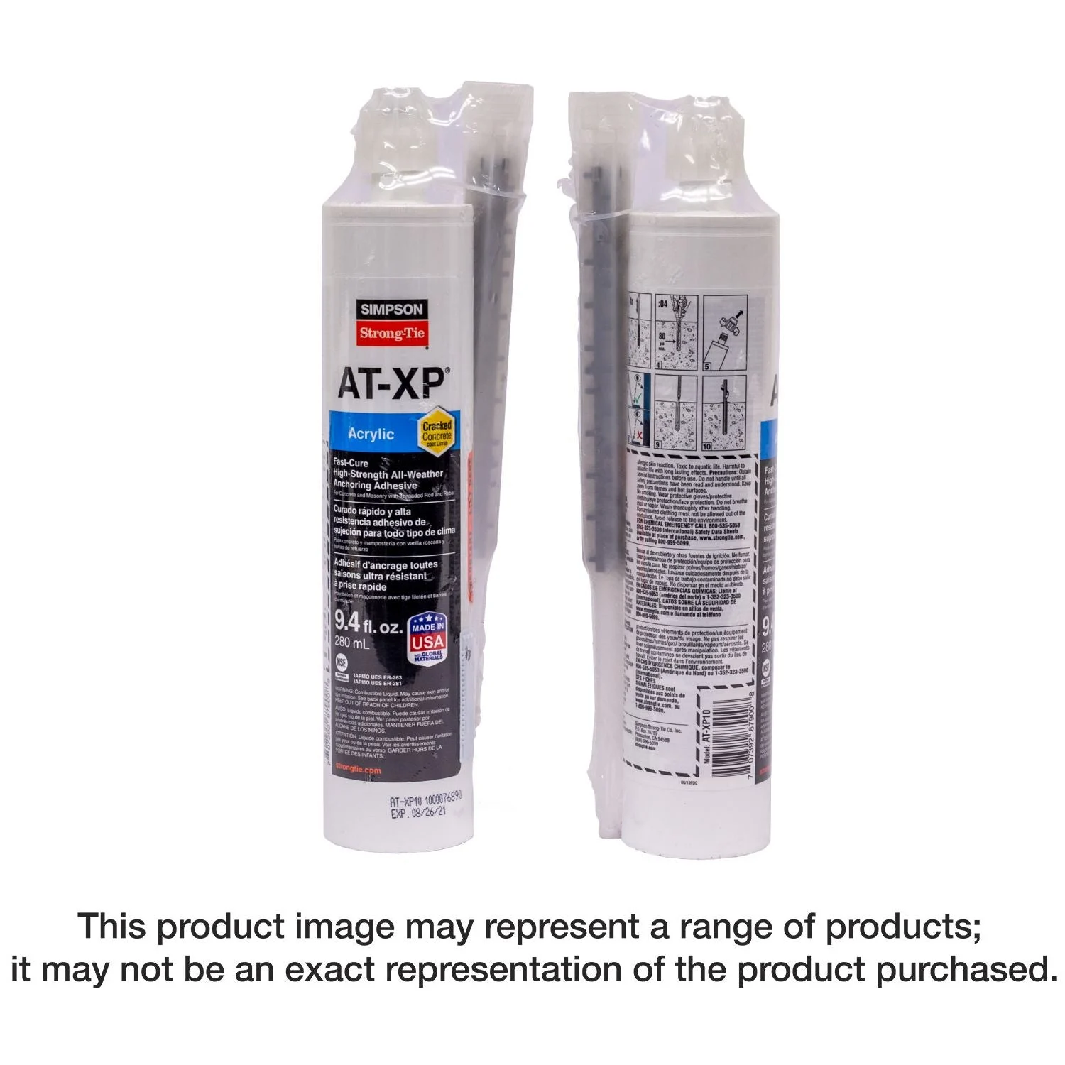 Simpson Strong-Tie AT-XP10 AT-XP 9.4-oz. High-Strength Acrylic Anchoring Adhesive Cartridge w/ Nozzle
