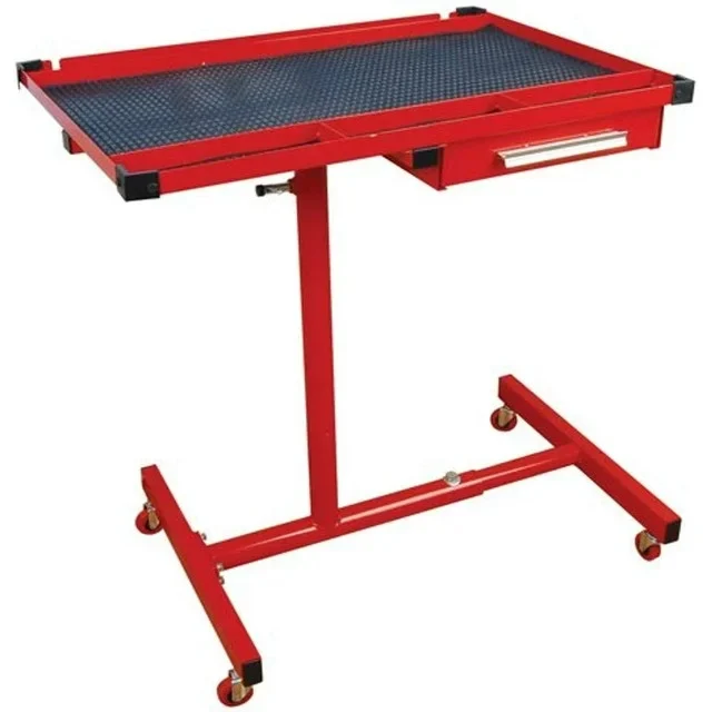 Rolling Tool Table Tear Down Tray 220lb Adjustable Height For Holding In Red