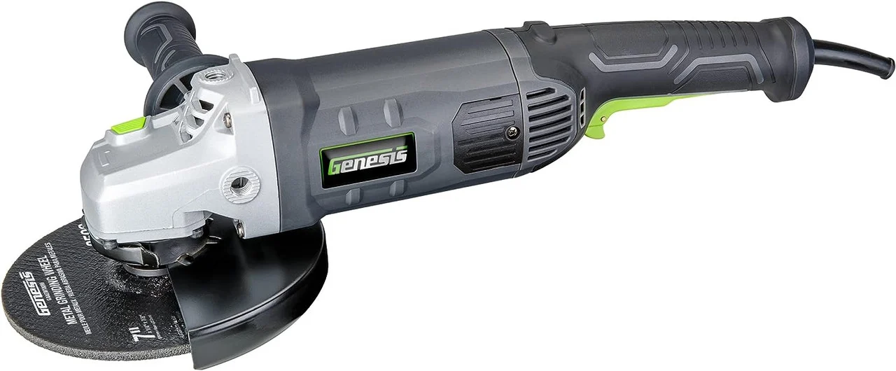 Angle Grinder 15 Amp 7 Inch 8,500 RPM Corded with 3-Position Side Handle, Wheel Guard and Grinding Wheel and 2 Year Warranty