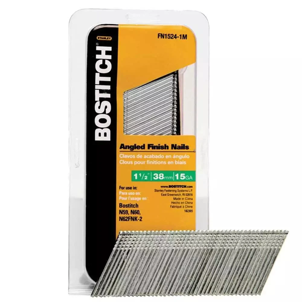 BOSTITCH 1-1/2-Inch by 15 Gauge by 28 degree Angled Finish Nail (4 Pcs)