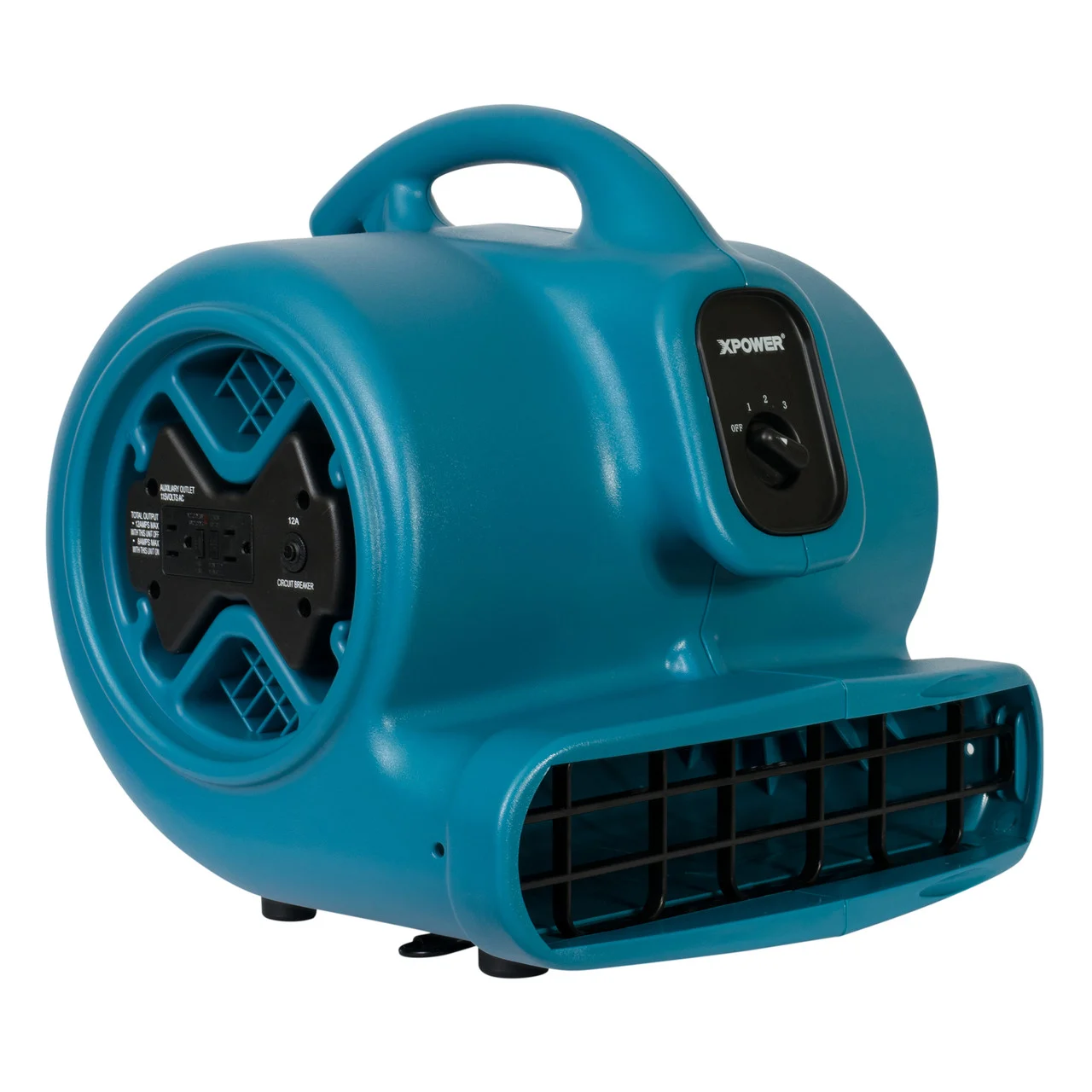 1/3 HP, 2600 CFM, 3.8 Amps, 4 Positions, 3 Speeds Air Mover with Power Outlets for Daisy Chain
