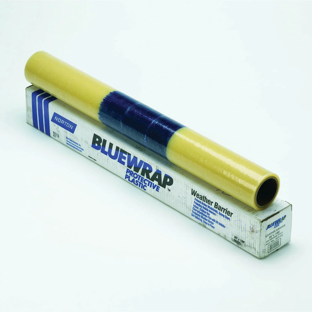 Norton® Blue Wrap 05920 Self-Adhesive Weather Barrier, 36 in W x 100 ft L, 3 mil THK