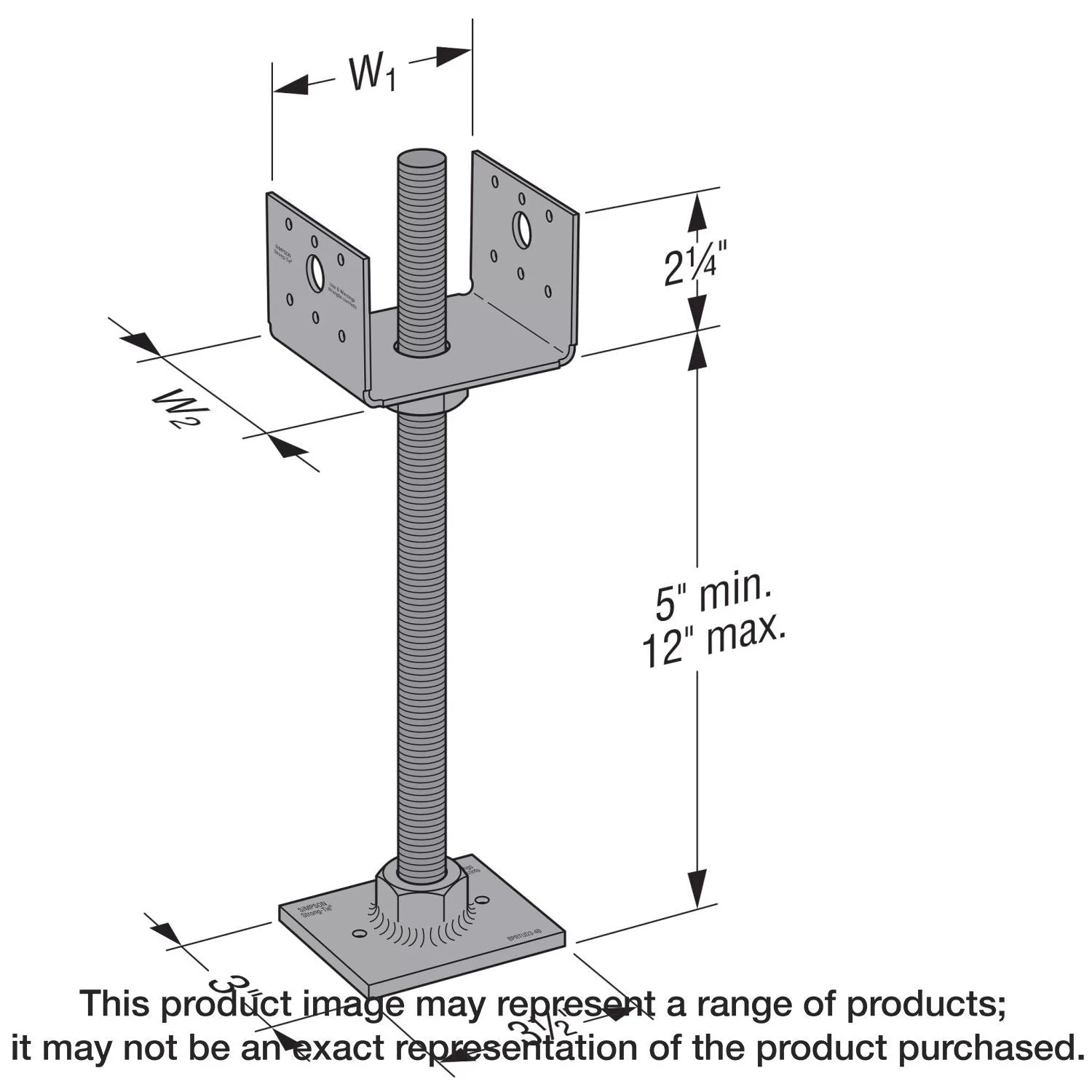 Simpson Strong-Tie PPBF44 PPBF Adjustable Porch Post Base for 4x4
