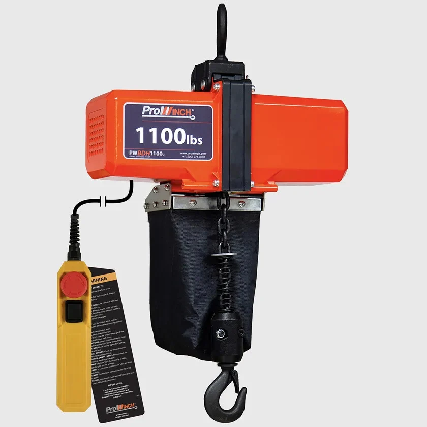 1/2 ton 1100 lb 110~120V 1 Speed Mini Electric Chain Hoist 10 ft Chain H1 Duty PWBDH1100U