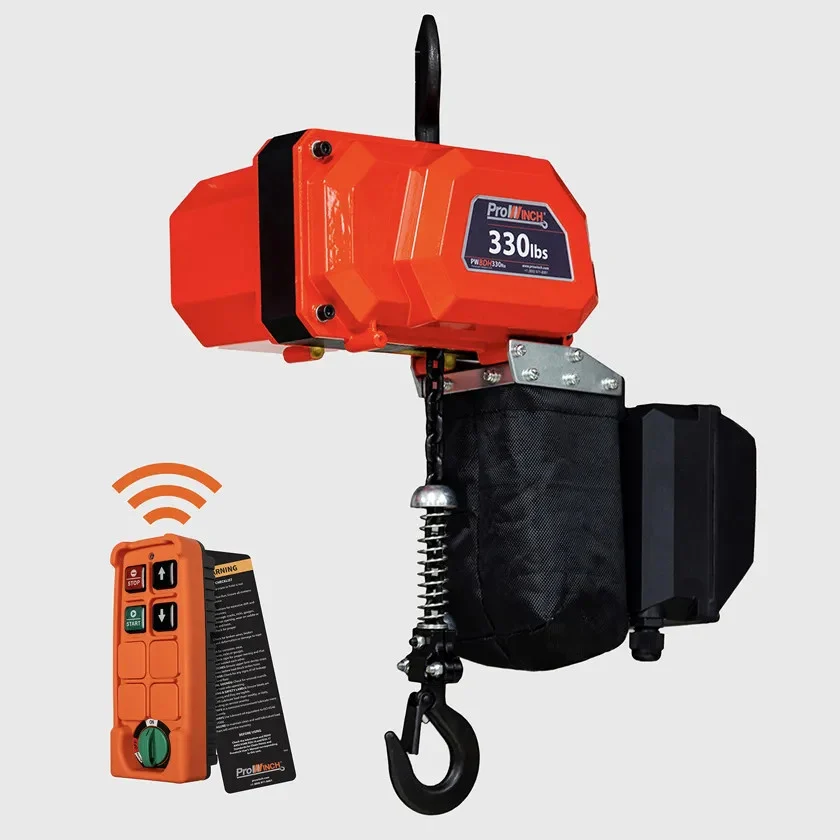 330 lb 110~120V 1 Speed Mini Electric Chain Hoist 10 ft. Chain H1 Duty Wireless PWBDH330RU