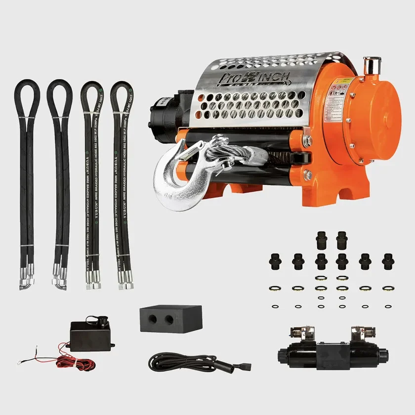 10 Ton Hydraulic Winch Incorporated Roller 20000 lbs. Light Duty 12V Wired/Wireless Control PWLXH20000i-12V