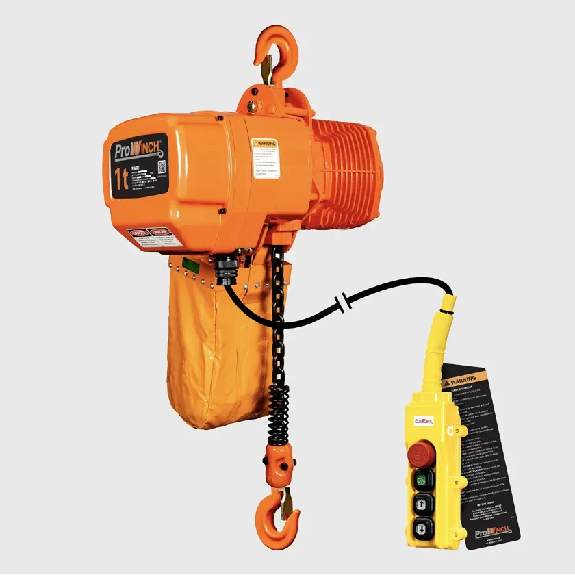 1 ton 2200 lb 208~240/440~480V 1 Speed Electric Chain Hoist 20ft. G100 Chain H3 Duty PWR1