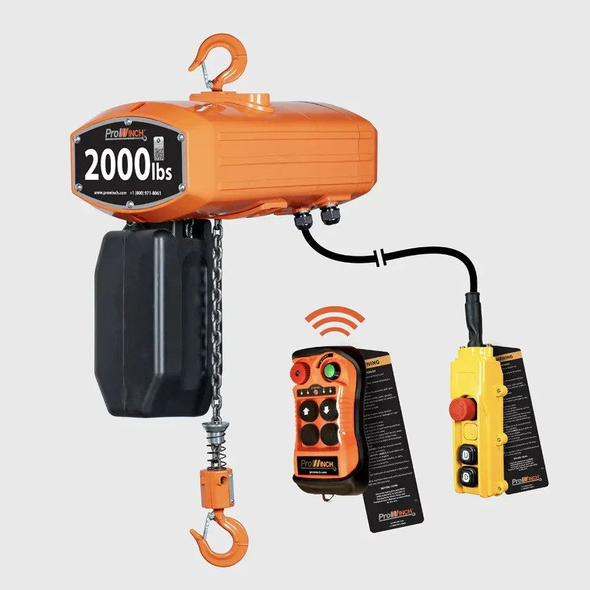 2000 lb 1 Speed Wireless Electric Chain Hoist 110~120/220~240V 20 ft G100 Chain UL Certified PWRF2000