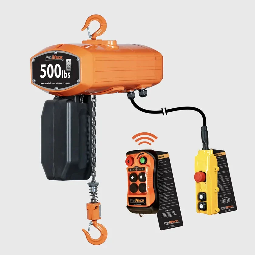 500 lb 1 Speed Wireless Electric Chain Hoist 110~120/220~240V 20 ft G100 Chain UL Certified PWRF500