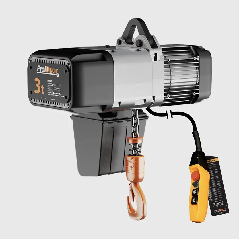 3 ton Electric Chain Hoist Variable Speed 440~480V 3ø 50~60HZ 30ft G100 Nickel Duty H4/M5 PWRXF3-H4-VS