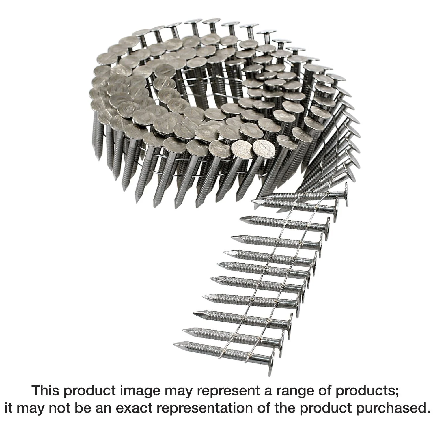 Simpson Strong-Tie S11A175RNJ 15° Wire Coil, Full Round Head, Ring-Shank Roofing Nail, 1-3/4-in. Type 304, 2400-Pack
