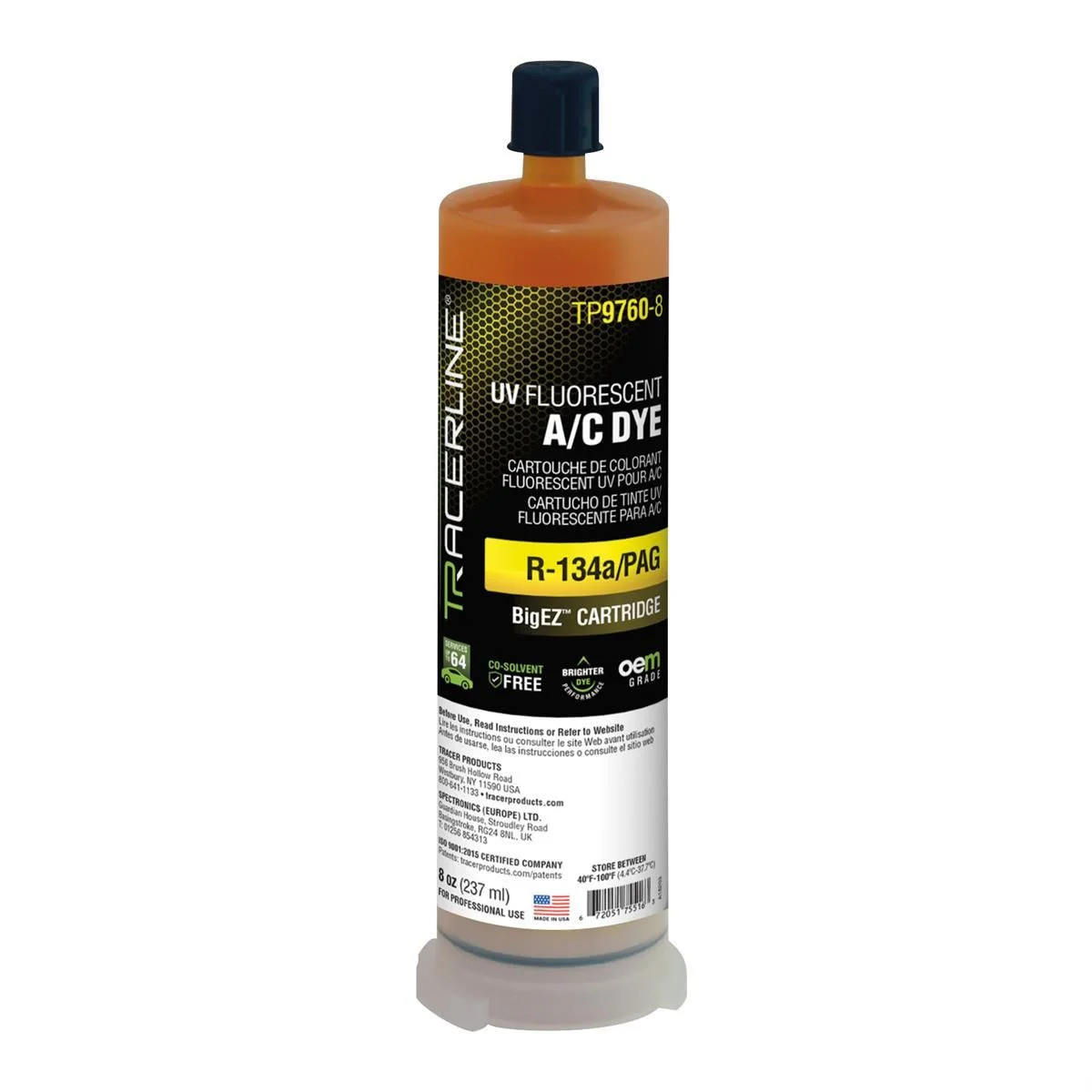 8 oz (237 ml) R-134a/PAG BigEZ A/C dye cartridge