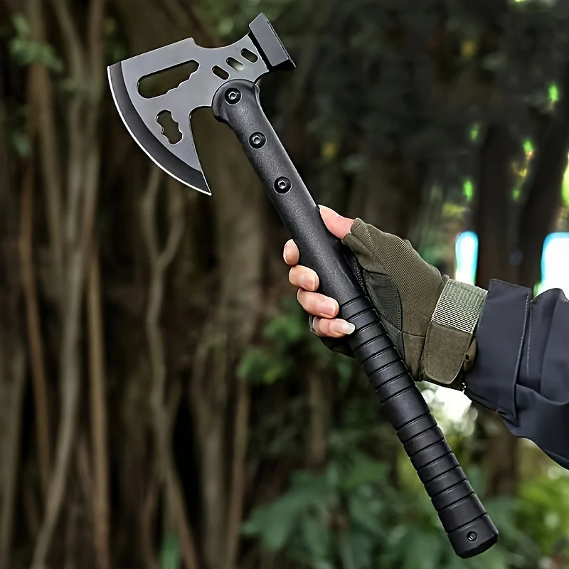 Portable Multi-Functional Camping Axe Suitable for Outdoor Camping and Daily Tasks - Steel Material Black
