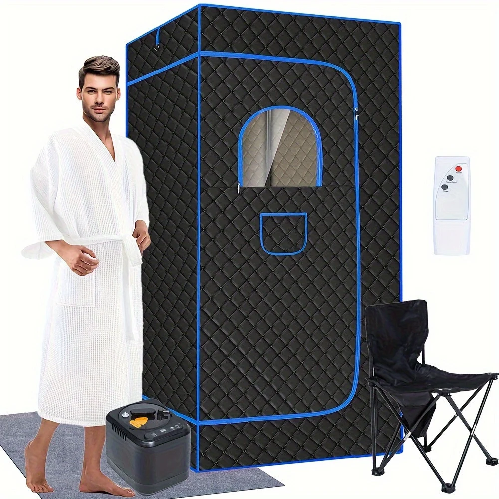Portable Steam Sauna, Portable Sauna For Home, Sauna Tent Sauna Box With 101.44oz Steamer, Remote Control, Folding Chair