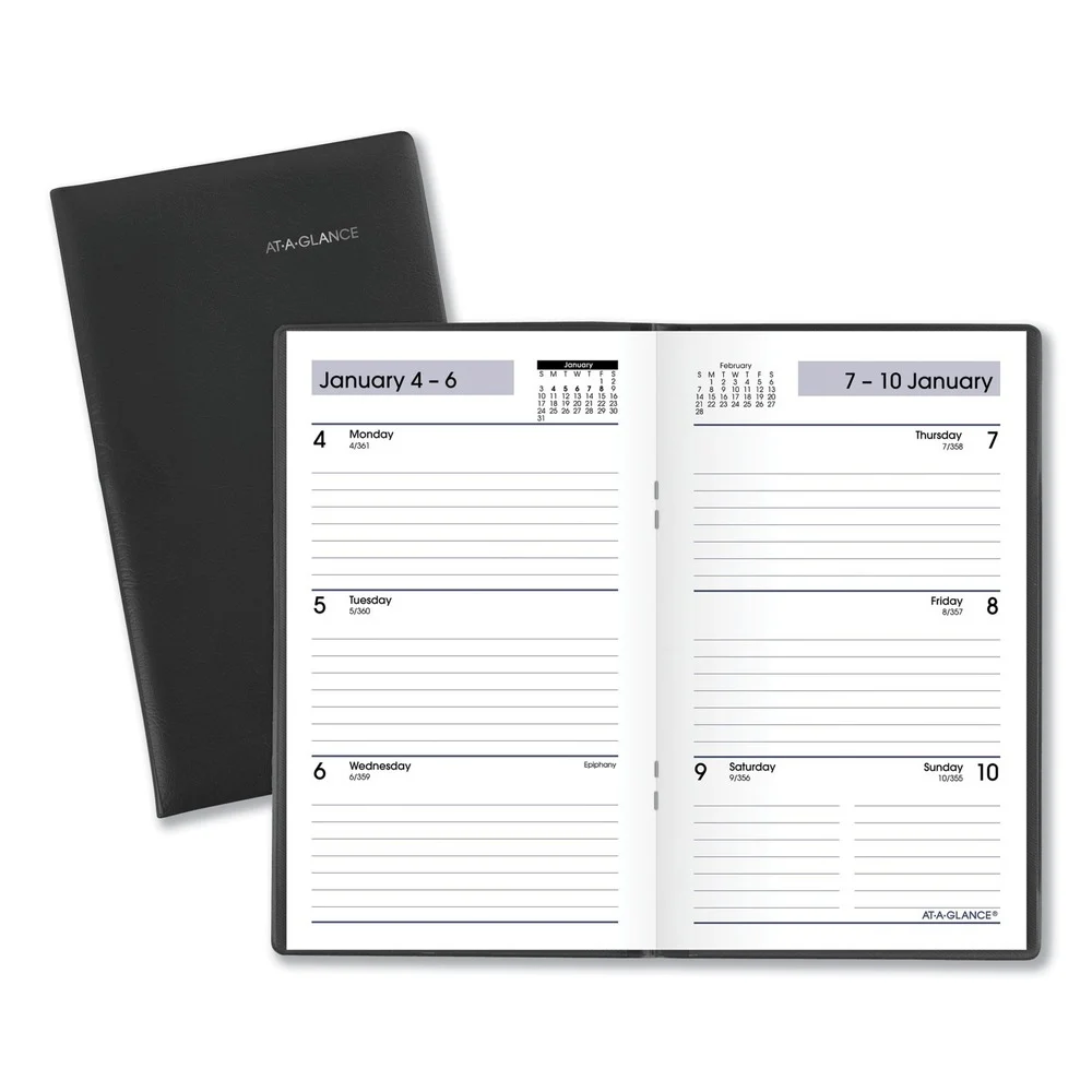 AT-A-GLANCE SK48-00 12 Month: Jan 2026 to Dec 2026 6 in. x 3.5 in. DayMinder Weekly Pocket Planner - Black Cover