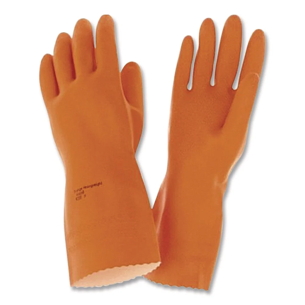 Ansell Alphatech 87-208 Heavyweight Gloves - Large, Orange (144 Pairs/Carton)