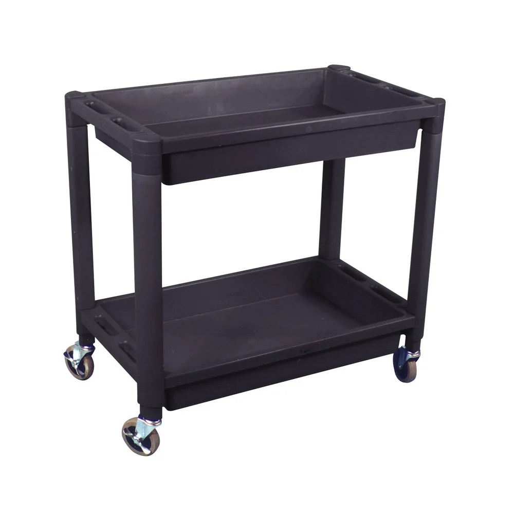 Astro Pneumatic 2-Shelf Heavy Duty Plastic Utility Cart – Black - 8330