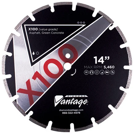Diamond Vantage X100 12 x .125 x 1/20mm Asphalt, Heavy Duty Grade, Segmented Blade