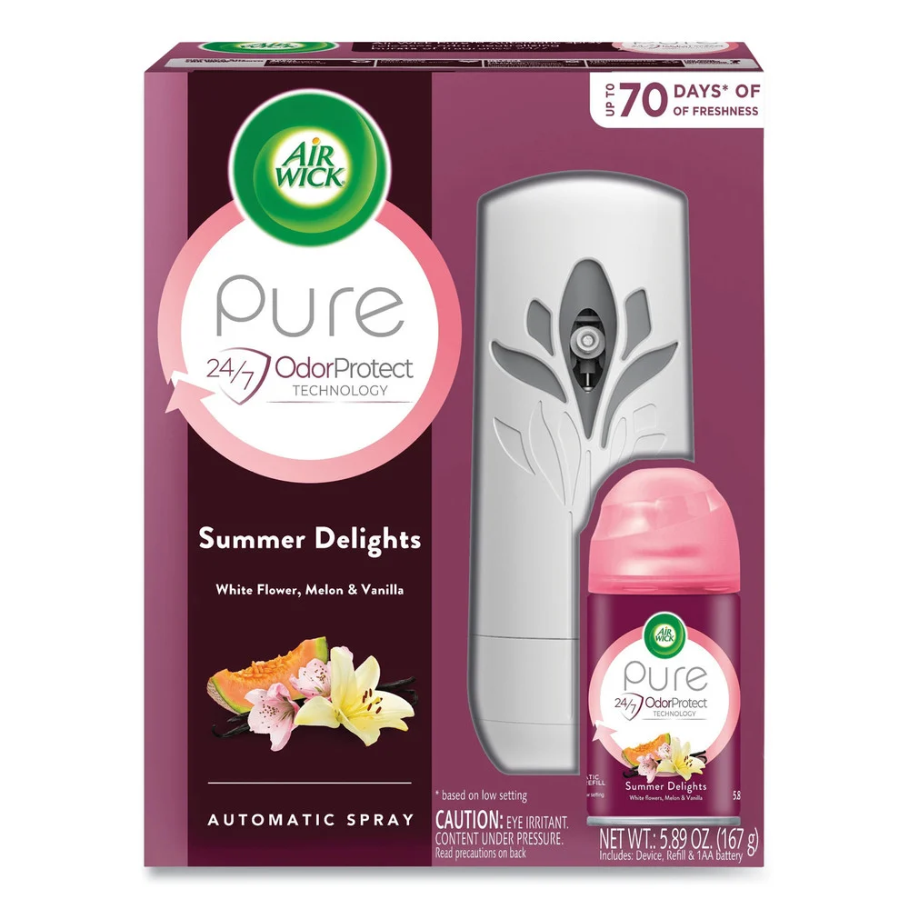 Air Wick 5.89 oz Freshmatic Life Scents Starter Kit - White Flowers and Melon Summer Delights (4/Kit)