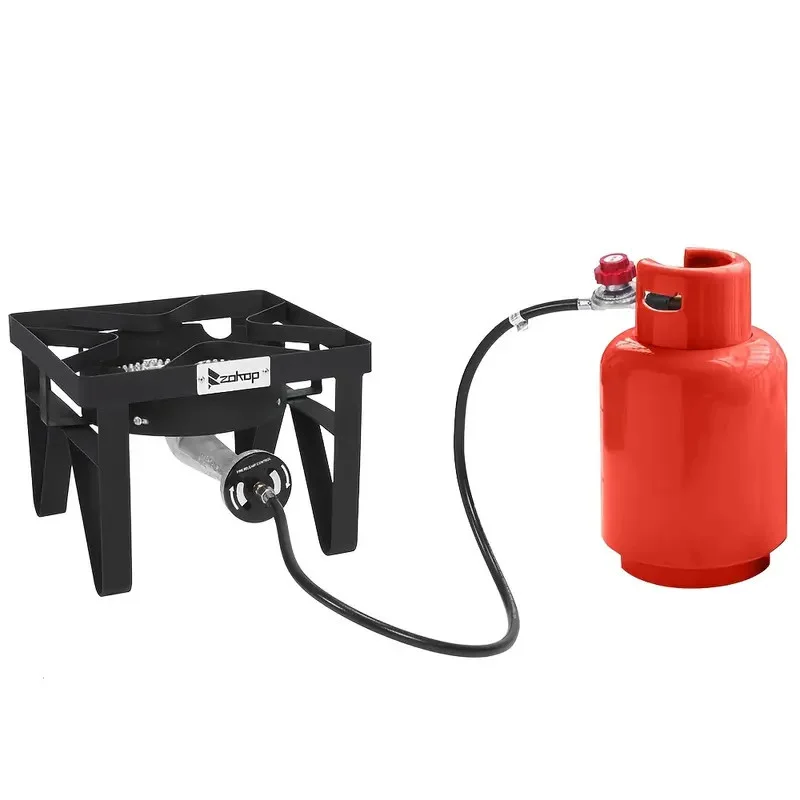 1 Burner short sqaure Propane Gas Stove For Outdoor Cooking, 225, 000 BTU Camping Cooker With Removable Legs & Adjustable PSI Regulator For Backyard Cooking BBQ Baking Frying