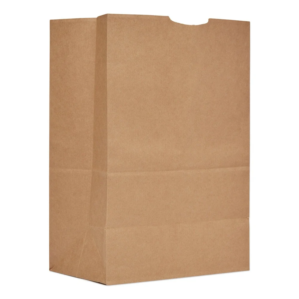 Ross & Wallace Paper Products 110410 12 in. x 7 in. x 17 in. 52 lbs. Capacity 1/6 BBL Grocery Paper Bags - Kraft (500/Bundle)
