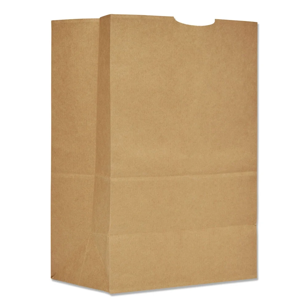 Ross & Wallace Paper Products 110415 12 in. x 7 in. x 17 in. 75 lbs. Capacity 1/6 BBL Grocery Paper Bags - Kraft (400/Bundle)