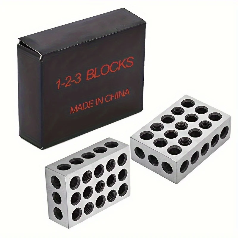 2pcs Hardened Steel Precision Clamping Blocks, 1-3 Metric & Imperial Sizes, 23 Holes - Scratch-Resistant, Reliable for DIY & Professional Machining & Milling  1-2-3 inch