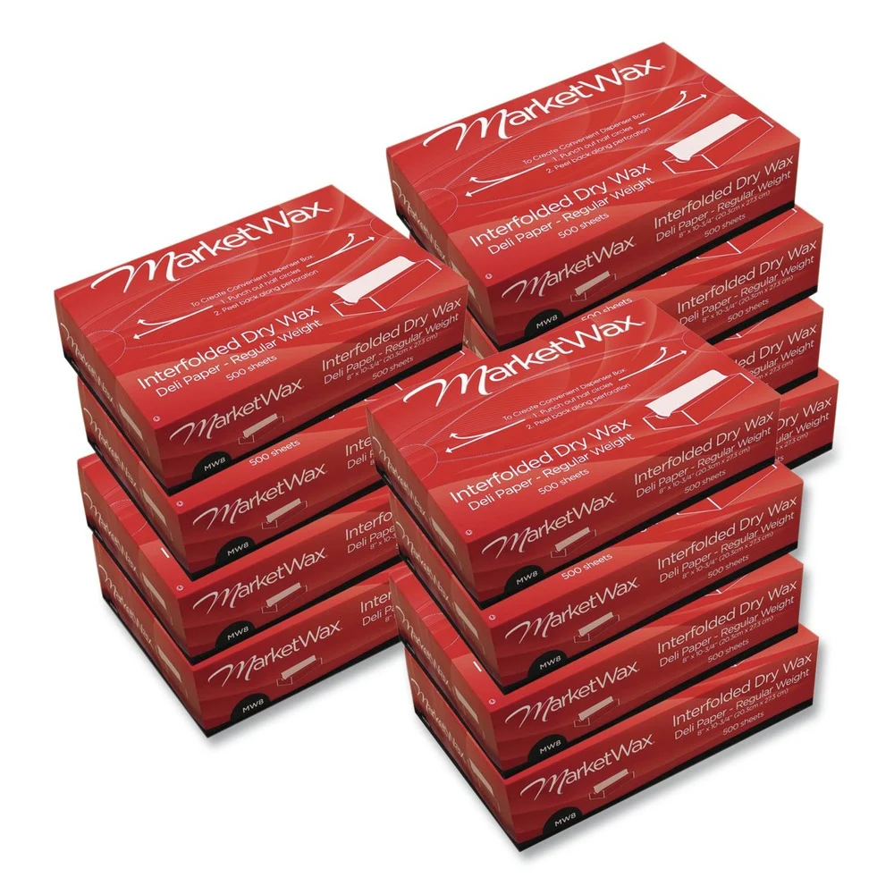 Bagcraft P011012 MarketWax 12 in. x 10.75 in. Interfolded Dry Wax Deli Paper - White (500 Sheets/Box, 12 Boxes/Carton)