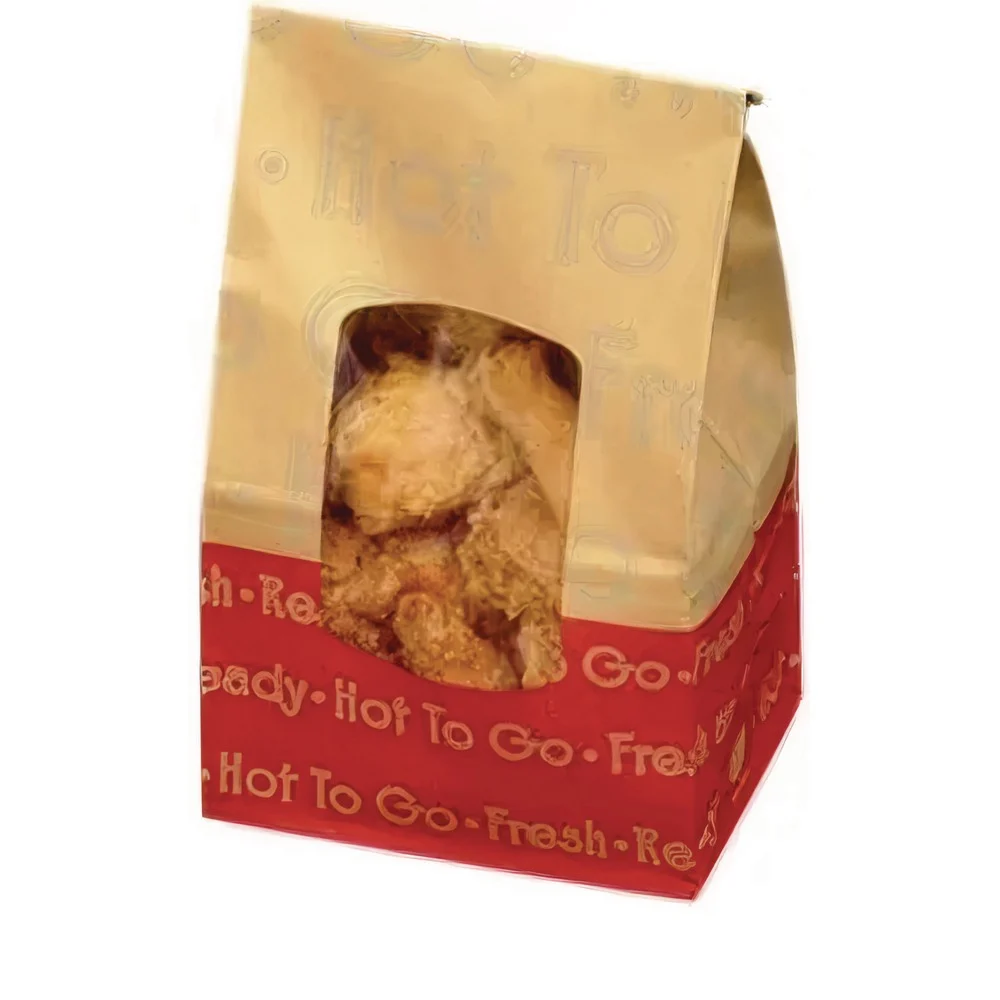 Bagcraft EcoCraft ToGo 6.13 in. x 4 in. x 12.38 in. 8 lbs. Capacity Hot ToGo Labeling Grease-Resistant Deli Window Bag (500/Carton)