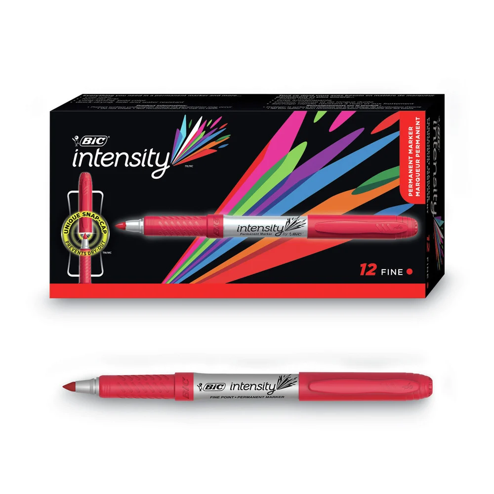 BIC Intensity Fine Bullet Tip Permanent Marker - Rambunctious Red (1-Dozen)