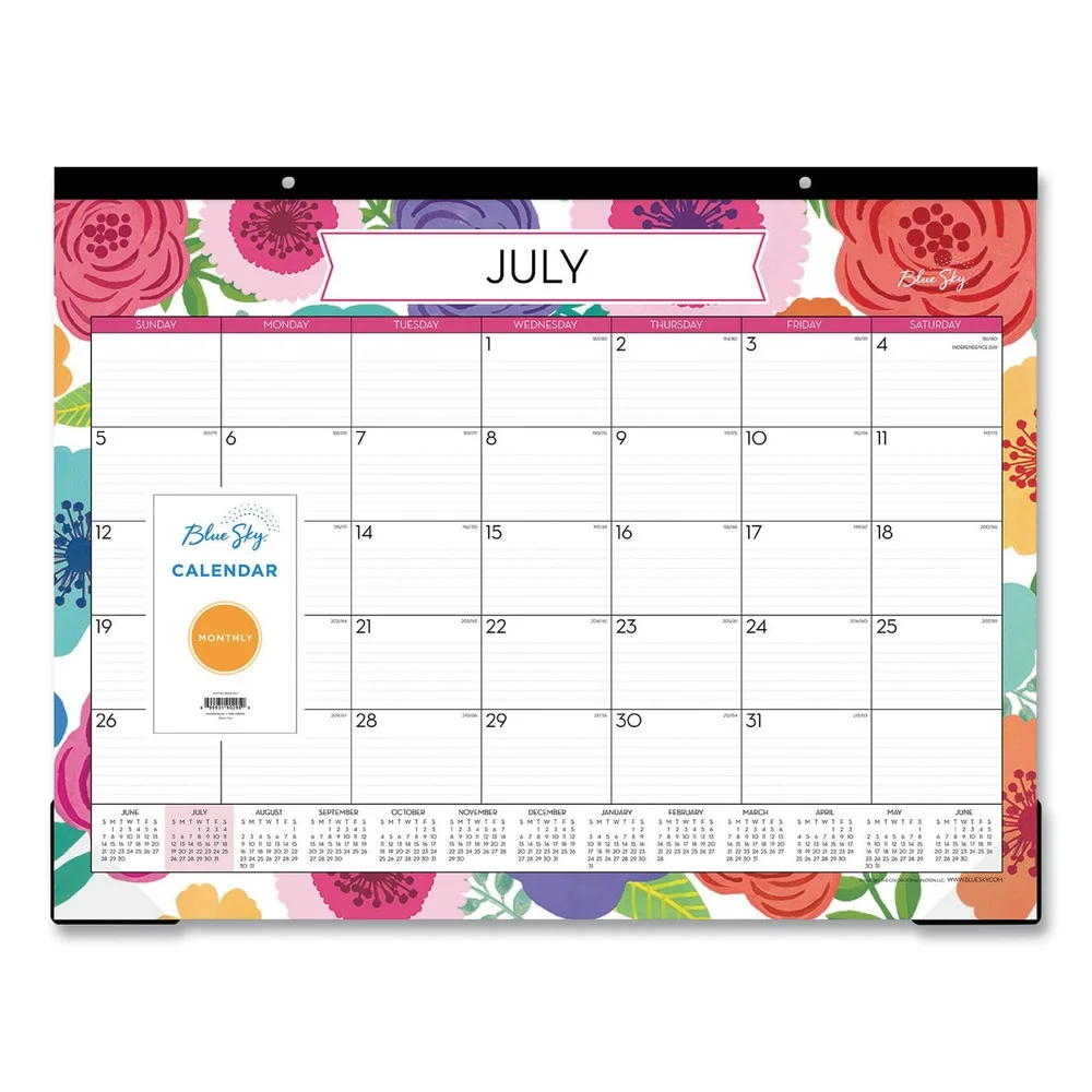 Blue Sky 100157 22 in. x 17 in. 12-Month (Jul 2025-Jun 2026) Mahalo Academic Desk Pad - Black Binding/Clear Corners