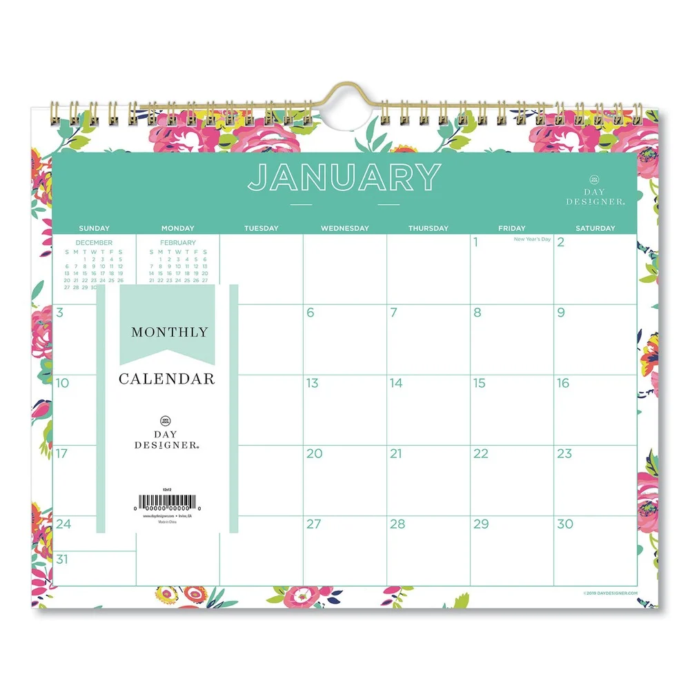 Blue Sky BLS103629 11 in. x 8.75 in. 12-Month (Jan-Dec 2026) Day Designer Peyton Wall Calendar - White/Multicolor Sheets