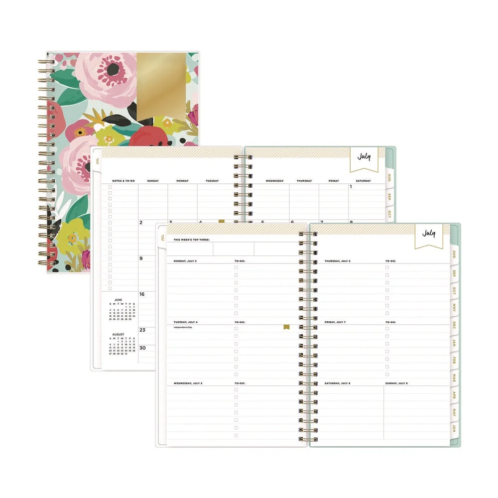 Blue Sky BLS137900 8 in. x 5 in. 12-Month (Jul 2025-Jun 2026) Day Designer Secret Garden Mint Weekly/Monthly Notes Planner