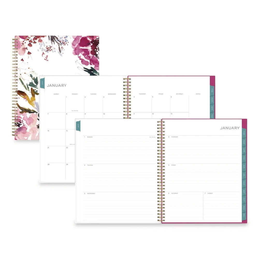 Blue Sky 11 in. x 8.5 in. 12-Month (Jan to Dec): 2026 Kelly Ventura Magenta Bloom Weekly/Monthly Planner - Floral Artwork, Multicolor Cover