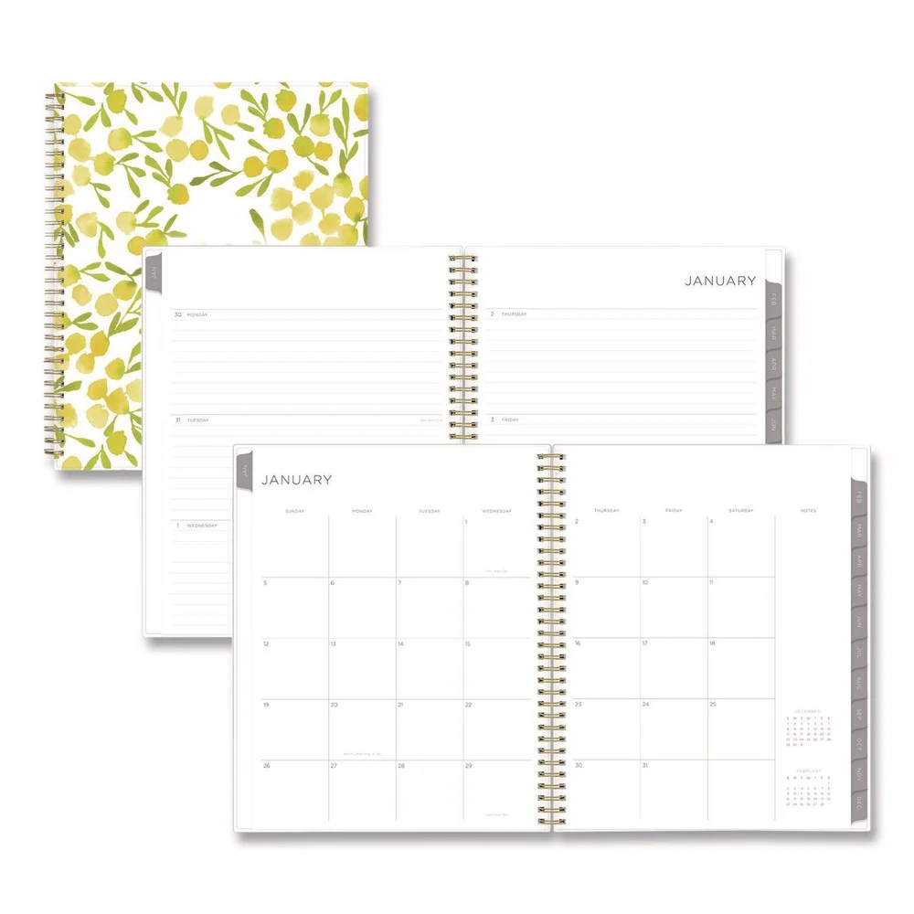 Blue Sky 11 in. x 8.5 in. 12-Month (Jan to Dec): 2026 Mimosa Weekly/Monthly Planner - Floral Artwork, Yellow/Green/White Cover