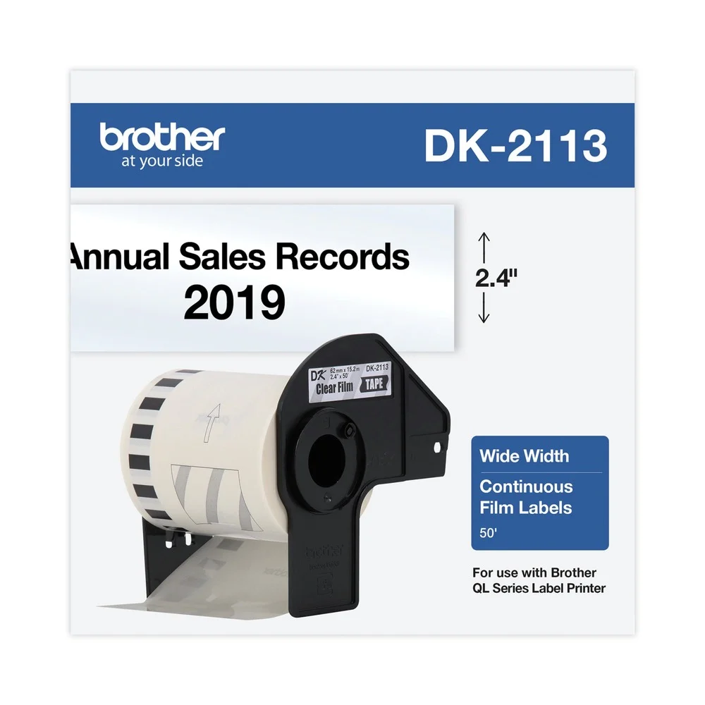 Brother 2.4 in. x 50 ft. Continuous Film Label Tape - Clear (1-Roll)