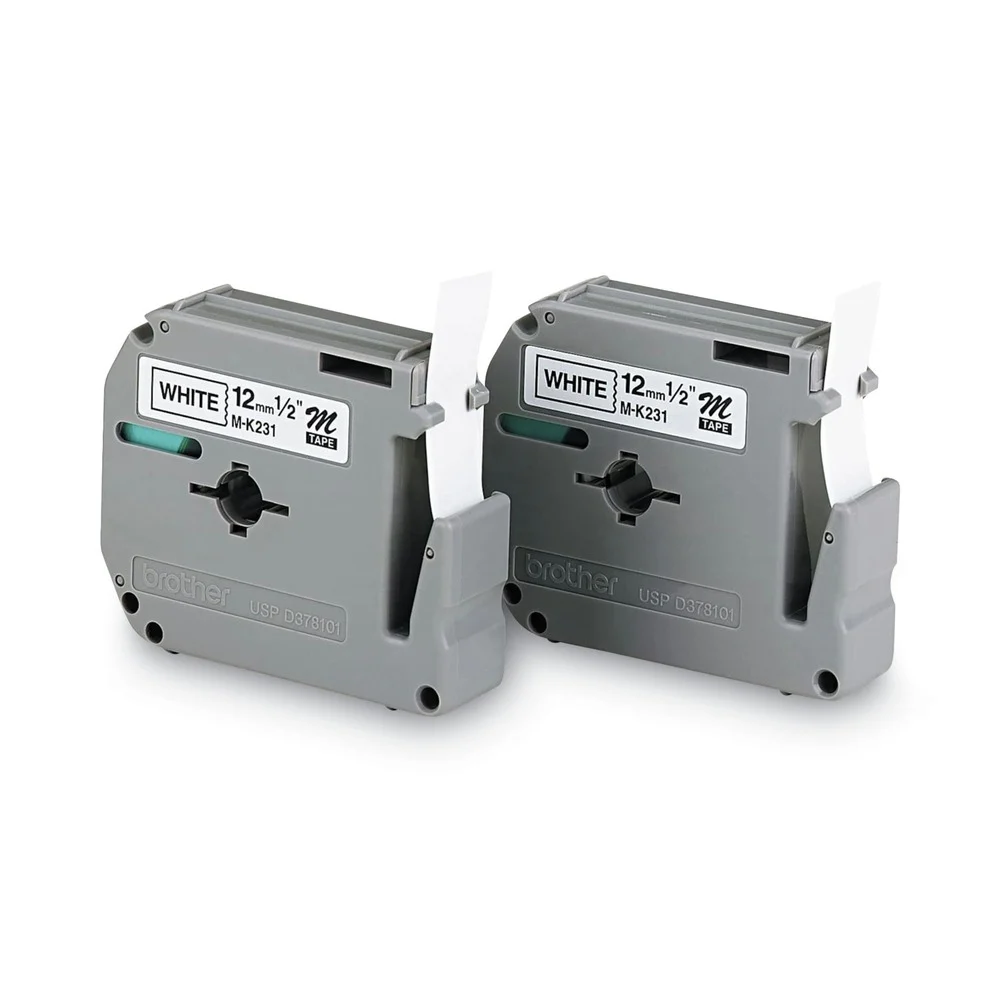 Brother P-Touch M Series 0.47 in. x 26.2 ft. Tape Cartridges for P-Touch Labelers - Black on White (2/Pack)