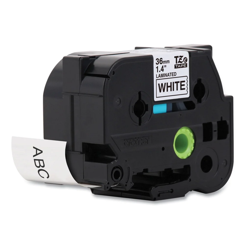 Brother P-Touch 1.4 in. x 26.2 ft. TZe Standard Adhesive Laminated Labeling Tape - Black on White